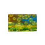 Golden Days, Abstract Yellow Azure Tranquility Cosmetic Bag (Small)