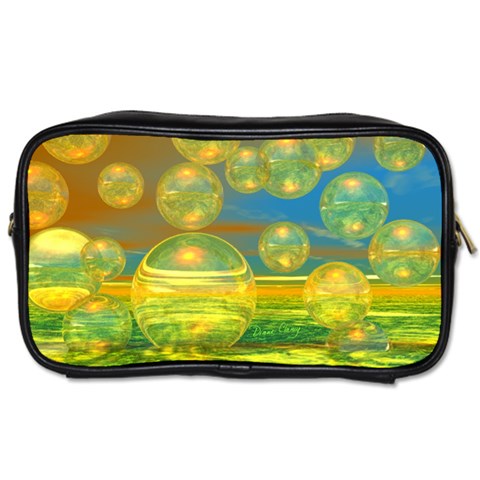 Golden Days, Abstract Yellow Azure Tranquility Travel Toiletry Bag (Two Sides) from ZippyPress Front