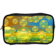 Golden Days, Abstract Yellow Azure Tranquility Travel Toiletry Bag (Two Sides) from ZippyPress Back