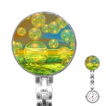 Golden Days, Abstract Yellow Azure Tranquility Stainless Steel Nurses Watch