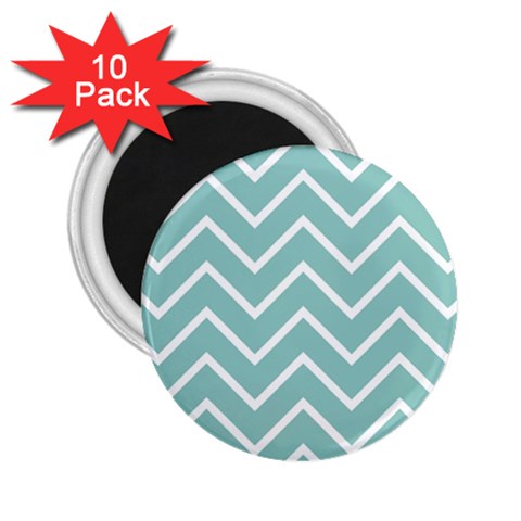 Blue And White Chevron 2.25  Button Magnet (10 pack) from ZippyPress Front