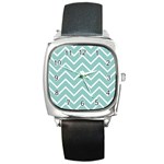 Blue And White Chevron Square Leather Watch