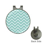 Blue And White Chevron Hat Clip with Golf Ball Marker