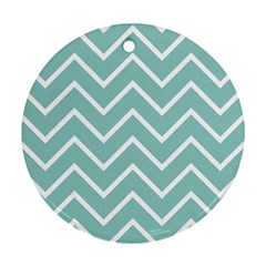 Blue And White Chevron Round Ornament (Two Sides) from ZippyPress Back