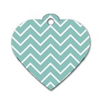 Blue And White Chevron Dog Tag Heart (One Sided) 