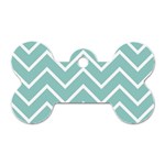 Blue And White Chevron Dog Tag Bone (Two Sided)