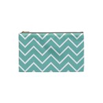 Blue And White Chevron Cosmetic Bag (Small)