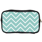 Blue And White Chevron Travel Toiletry Bag (One Side)