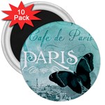 Paris Butterfly 3  Button Magnet (10 pack)