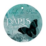 Paris Butterfly Round Ornament (Two Sides)