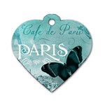 Paris Butterfly Dog Tag Heart (One Sided) 
