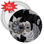 Venetian Mask 3  Button (10 pack)