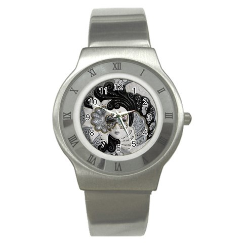 Venetian Mask Stainless Steel Watch (Slim) from ZippyPress Front