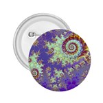 Sea Shell Spiral, Abstract Violet Cyan Stars 2.25  Button