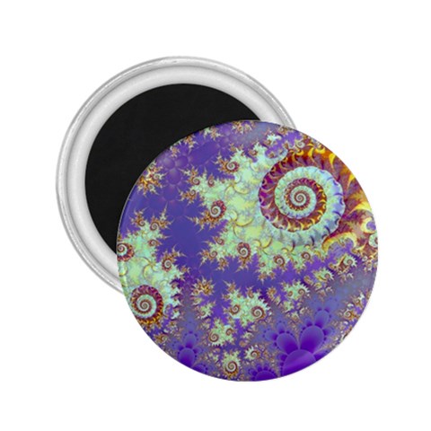 Sea Shell Spiral, Abstract Violet Cyan Stars 2.25  Button Magnet from ZippyPress Front