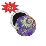 Sea Shell Spiral, Abstract Violet Cyan Stars 1.75  Button Magnet (10 pack)