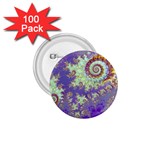 Sea Shell Spiral, Abstract Violet Cyan Stars 1.75  Button (100 pack)