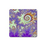 Sea Shell Spiral, Abstract Violet Cyan Stars Magnet (Square)