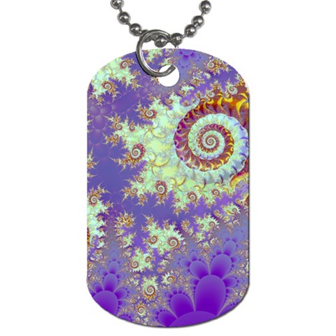 Sea Shell Spiral, Abstract Violet Cyan Stars Dog Tag (One Sided) from ZippyPress Front