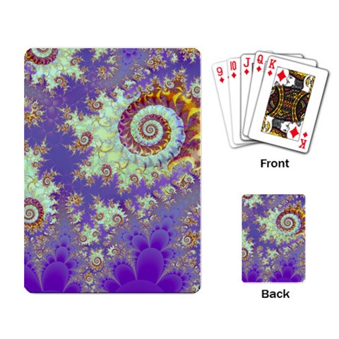 Sea Shell Spiral, Abstract Violet Cyan Stars Playing Cards Single Design from ZippyPress Back