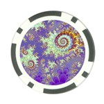 Sea Shell Spiral, Abstract Violet Cyan Stars Poker Chip