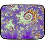 Sea Shell Spiral, Abstract Violet Cyan Stars Mini Fleece Blanket (Two Sided)