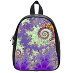 Sea Shell Spiral, Abstract Violet Cyan Stars School Bag (Small)