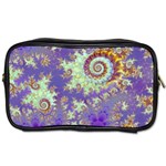 Sea Shell Spiral, Abstract Violet Cyan Stars Travel Toiletry Bag (Two Sides)