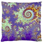 Sea Shell Spiral, Abstract Violet Cyan Stars Large Cushion Case (Two Sided) 