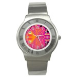 Magenta Boardwalk Carnival, Abstract Ocean Shimmer Stainless Steel Watch (Slim)