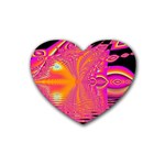 Magenta Boardwalk Carnival, Abstract Ocean Shimmer Drink Coasters (Heart)