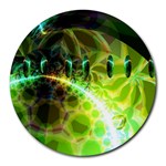 Dawn Of Time, Abstract Lime & Gold Emerge 8  Mouse Pad (Round)