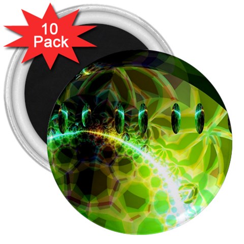 Dawn Of Time, Abstract Lime & Gold Emerge 3  Button Magnet (10 pack) from ZippyPress Front