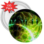 Dawn Of Time, Abstract Lime & Gold Emerge 3  Button (100 pack)