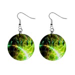Dawn Of Time, Abstract Lime & Gold Emerge Mini Button Earrings