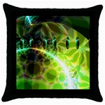 Dawn Of Time, Abstract Lime & Gold Emerge Black Throw Pillow Case