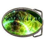 Dawn Of Time, Abstract Lime & Gold Emerge Belt Buckle (Oval)