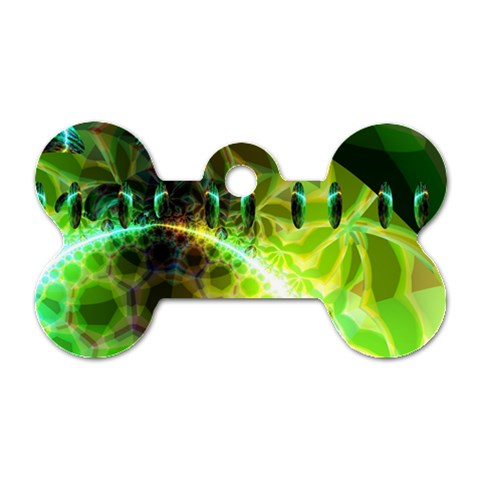 Dawn Of Time, Abstract Lime & Gold Emerge Dog Tag Bone (Two Sided) from ZippyPress Front