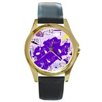 Life With Fibro2 Round Leather Watch (Gold Rim) 