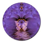 Artsy Purple Awareness Butterfly 8  Mouse Pad (Round)