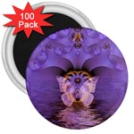 Artsy Purple Awareness Butterfly 3  Button Magnet (100 pack)