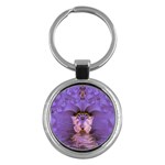 Artsy Purple Awareness Butterfly Key Chain (Round)