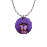 Artsy Purple Awareness Butterfly Button Necklace