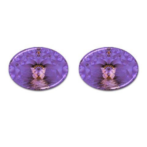 Artsy Purple Awareness Butterfly Cufflinks (Oval) from ZippyPress Front(Pair)