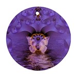 Artsy Purple Awareness Butterfly Round Ornament (Two Sides)