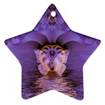 Artsy Purple Awareness Butterfly Star Ornament (Two Sides)
