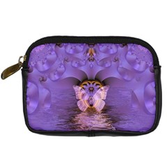 Artsy Purple Awareness Butterfly Digital Camera Leather Case from ZippyPress Front