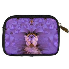 Artsy Purple Awareness Butterfly Digital Camera Leather Case from ZippyPress Back
