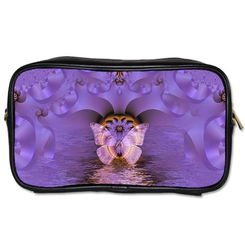 Artsy Purple Awareness Butterfly Travel Toiletry Bag (One Side) from ZippyPress Front