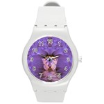 Artsy Purple Awareness Butterfly Plastic Sport Watch (Medium)